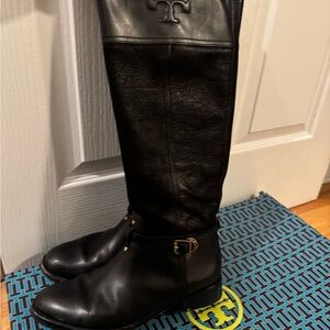 Tory Burch Black Leather Simone Riding boot